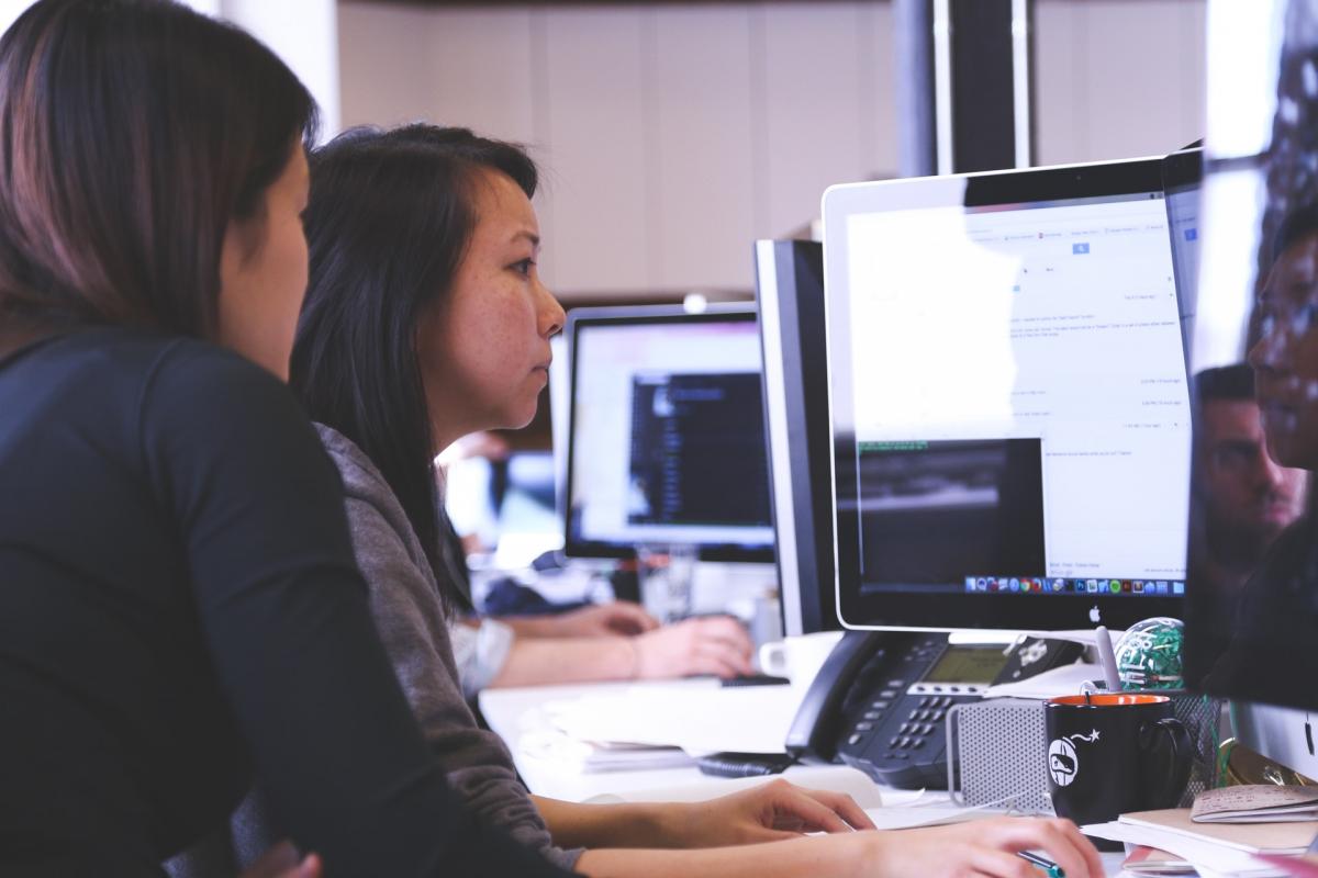 Team working on computers